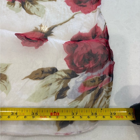Red & White Floral Sheer Scarf - Rich Red Roses - Picture 5 of 7